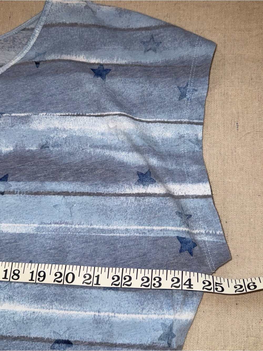 Eddie Bauer Blue White Abstract Stripe Star Pattern Scoop Neck Tee Top Plus Size - Picture 6 of 9
